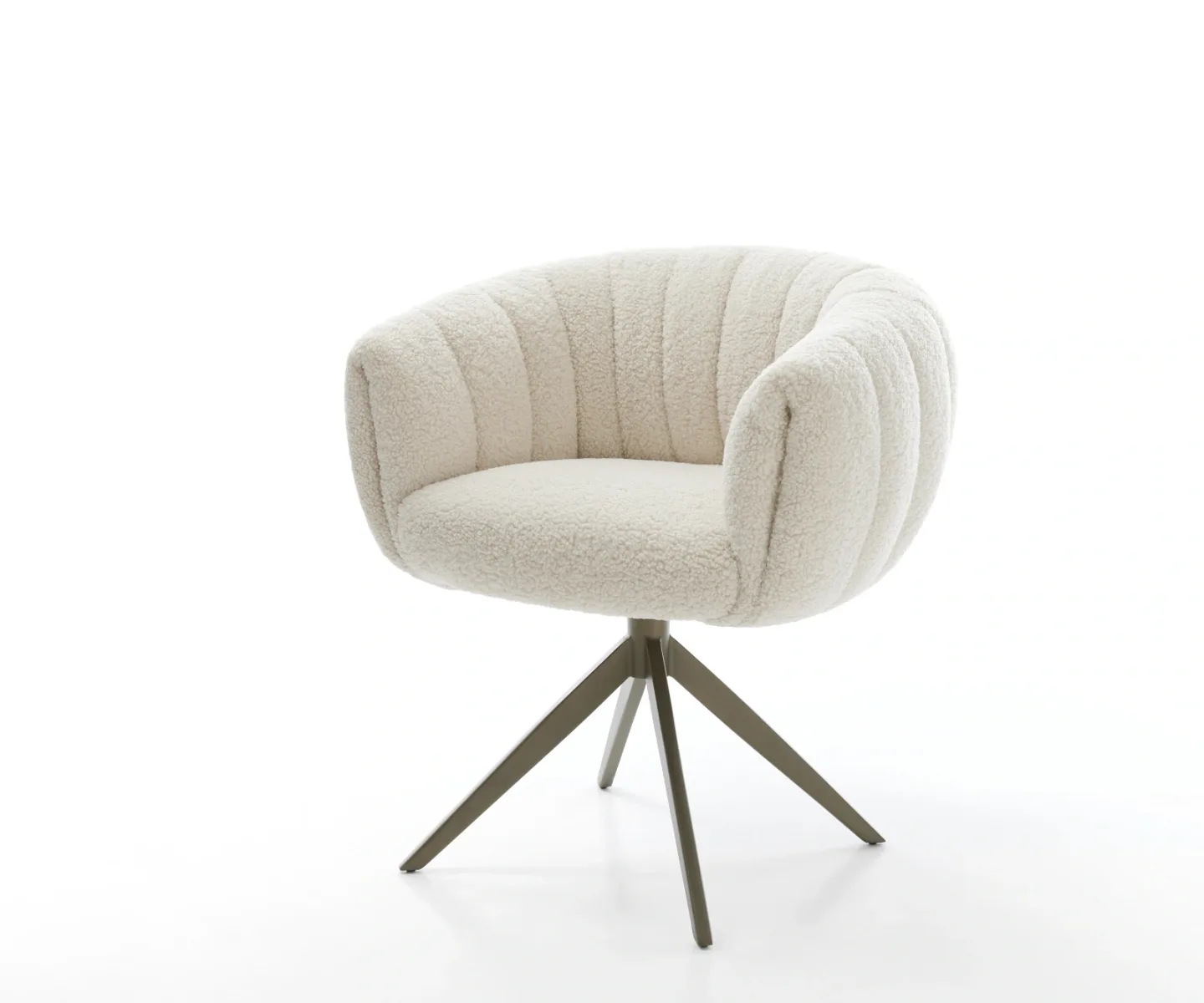Drehstuhl Jada-Flex Teddystoff Beige Kreuzgestell breit Effektfinish Titan 360° drehbar Wippfunktion Taschenfederkern