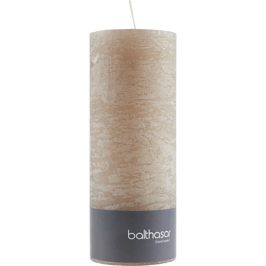 Balthasar Kerze Rustico taupe H18 cm D7 cm, Brenndauer 85h - Material: Wachs