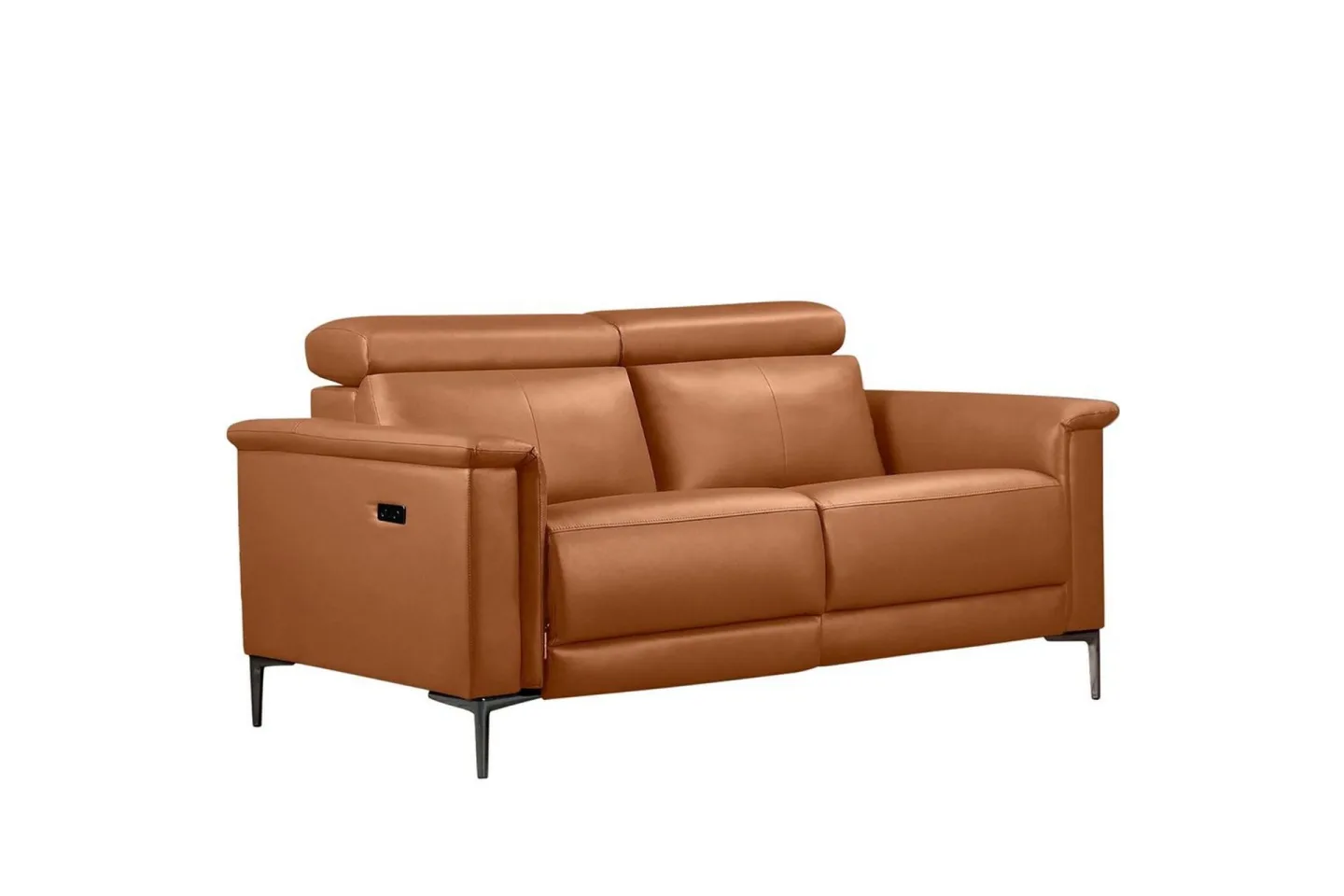 2-sitssoffa Lund Cognac, Läder/PU, Elektrisk vilstol - Cognac, Läder/PU, Elektrisk vilstol