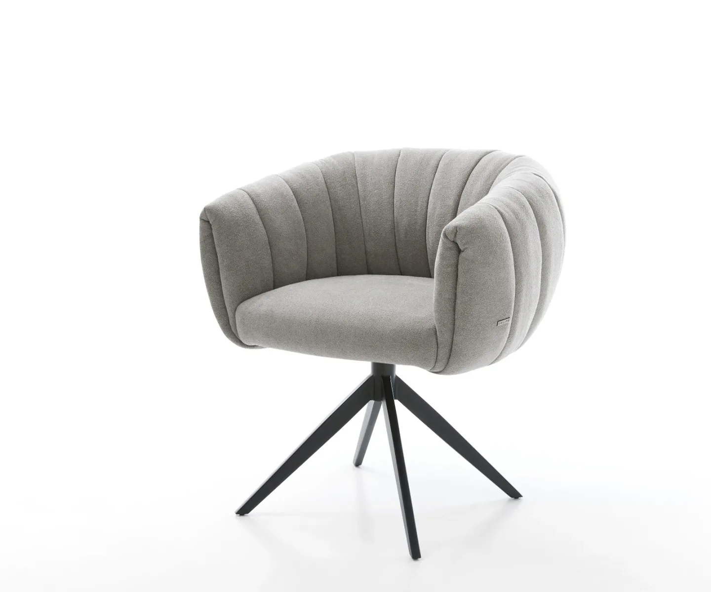 Drehstuhl Jada-Flex Strukturstoff Soft Grau Kreuzgestell breit Schwarz 360° drehbar Wippfunktion Taschenfederkern