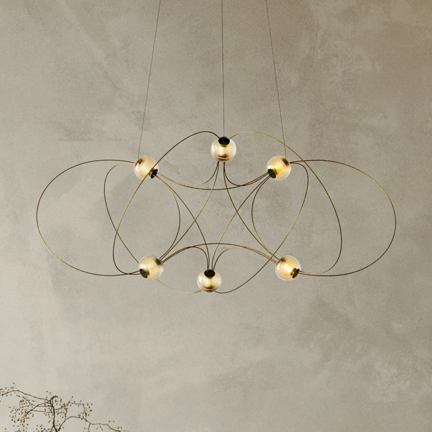 Munari 6 pendellampe (FORSAMLET) Guld - DCW - Spisestue - Design - Metal - Med flere lyskilder