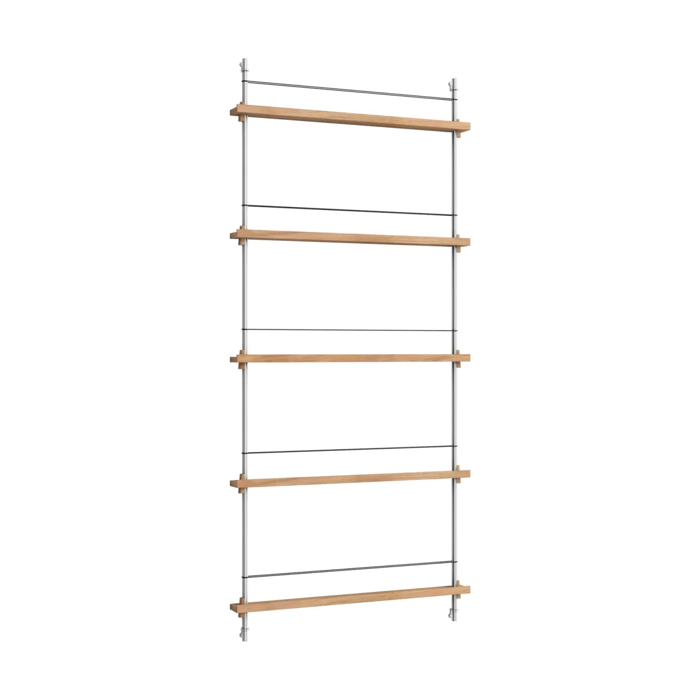 MOEBE Magazine Shelving tidningsställ Ek-rostfritt stål, 85x180x7 cm, MS.180.1