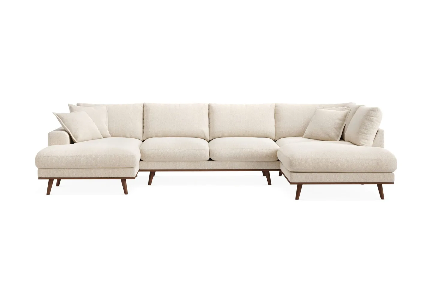 Copenhagen Premium 5-sits Högervänd U-formad Djup Soffa med Divan och Schäslong i Chenille - Ljusbeige