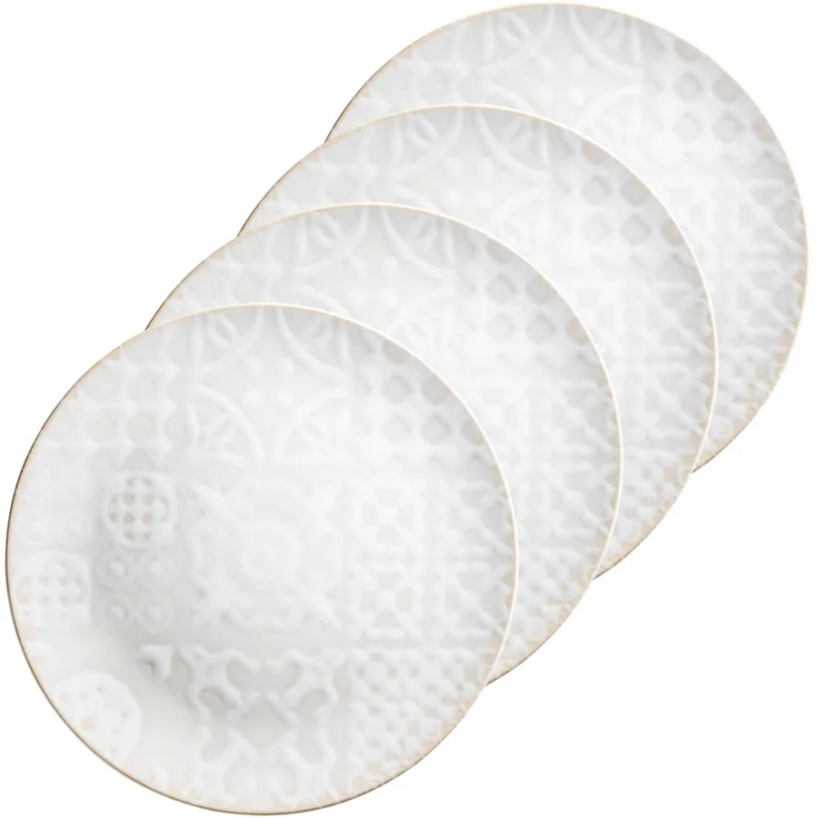 MÄSER Pastateller-Set 4-tlg. Trad. Tiles Weiss Steinzeug 33 cm