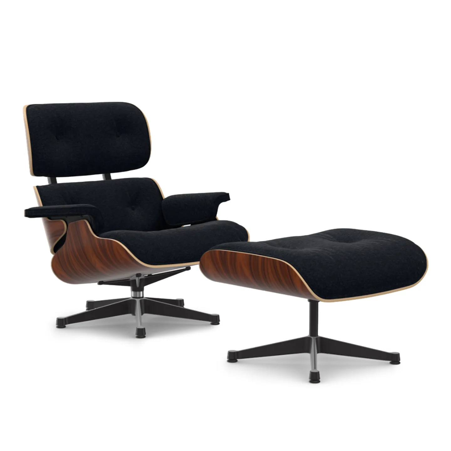 Vitra - Eames Lounge Set Santos Palisander Nubia Anthracite/Black 11 Polished Aluminium/Deep Black - Fåtöljer - Charles & Ray Eames - Svart