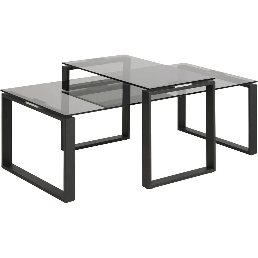 Salontisch Katrine grau Glas, Metall B 115 T 69 cm