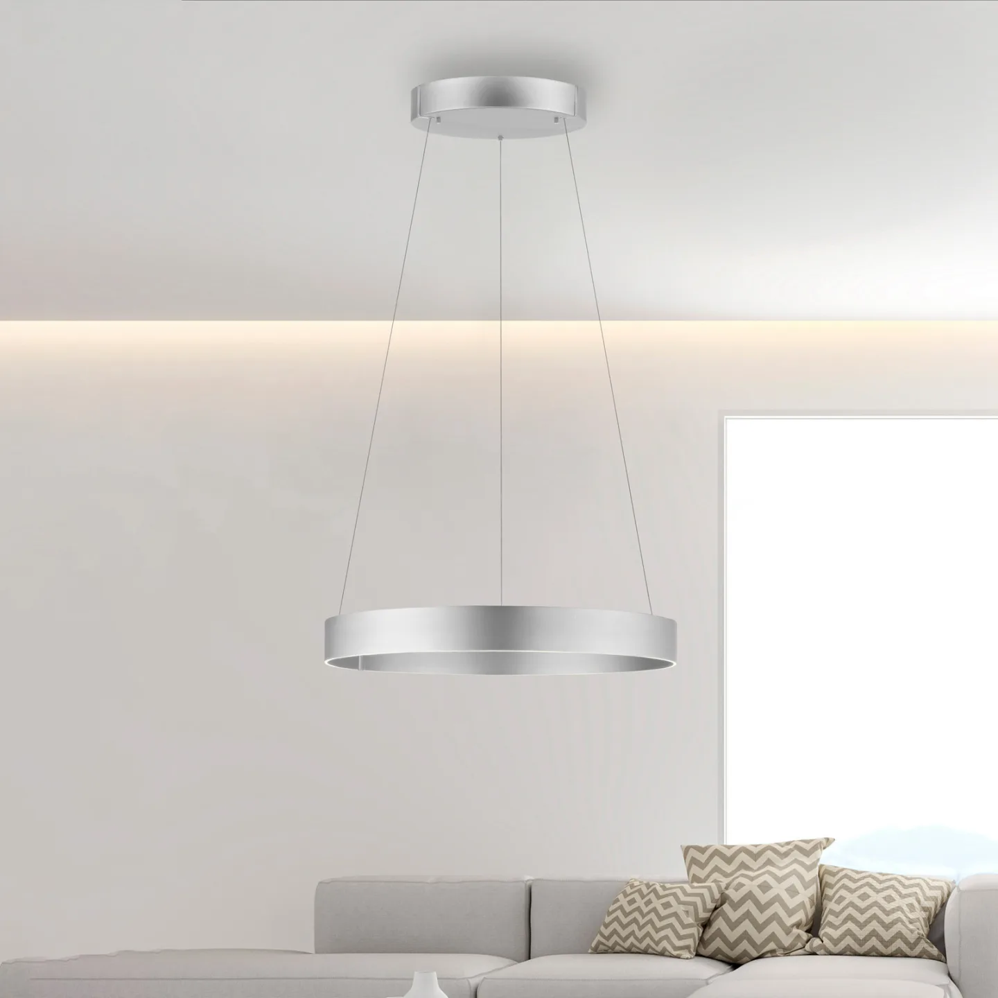 E-Clipse LED-Hängeleuchte, stone, Ø70 cm, Metall, CCT - PURE PURE E-Clipse - Wohnzimmer - Modern - Einflammig