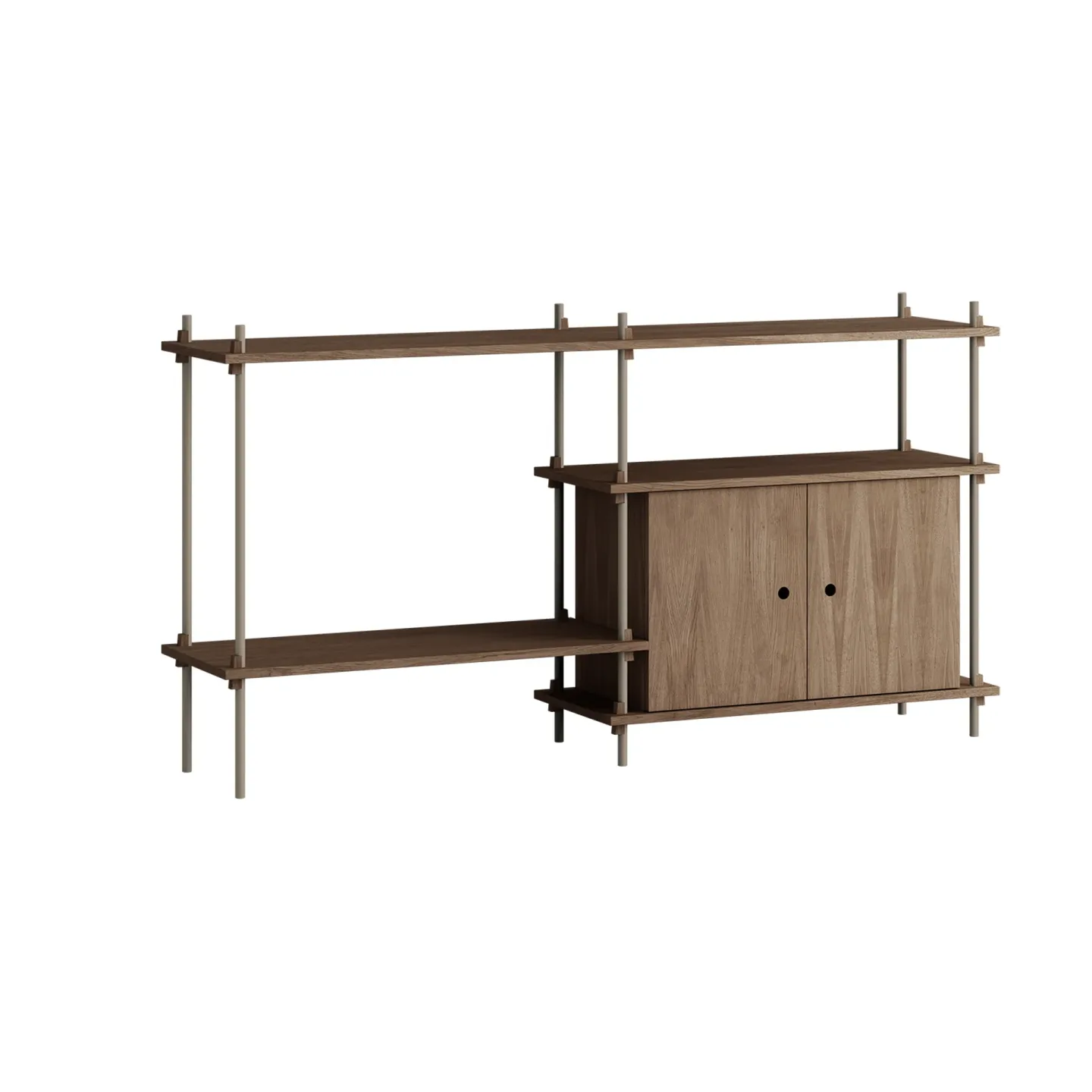 MOEBE Shelving System hylla med skåp Rökt ek-warm grey, 163x85x35 cm, S.85.2.C