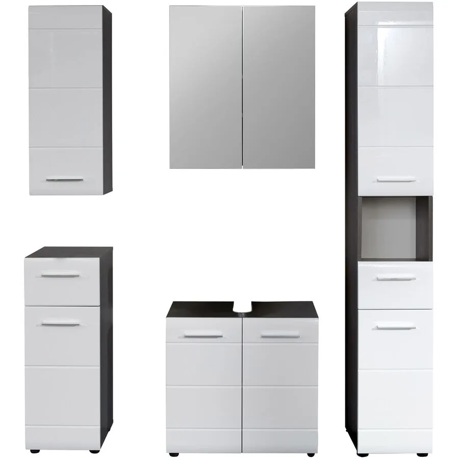 Badezimmer-Set Haim weiss/grau Holzwerkstoff B 150 T 31 H 182 cm