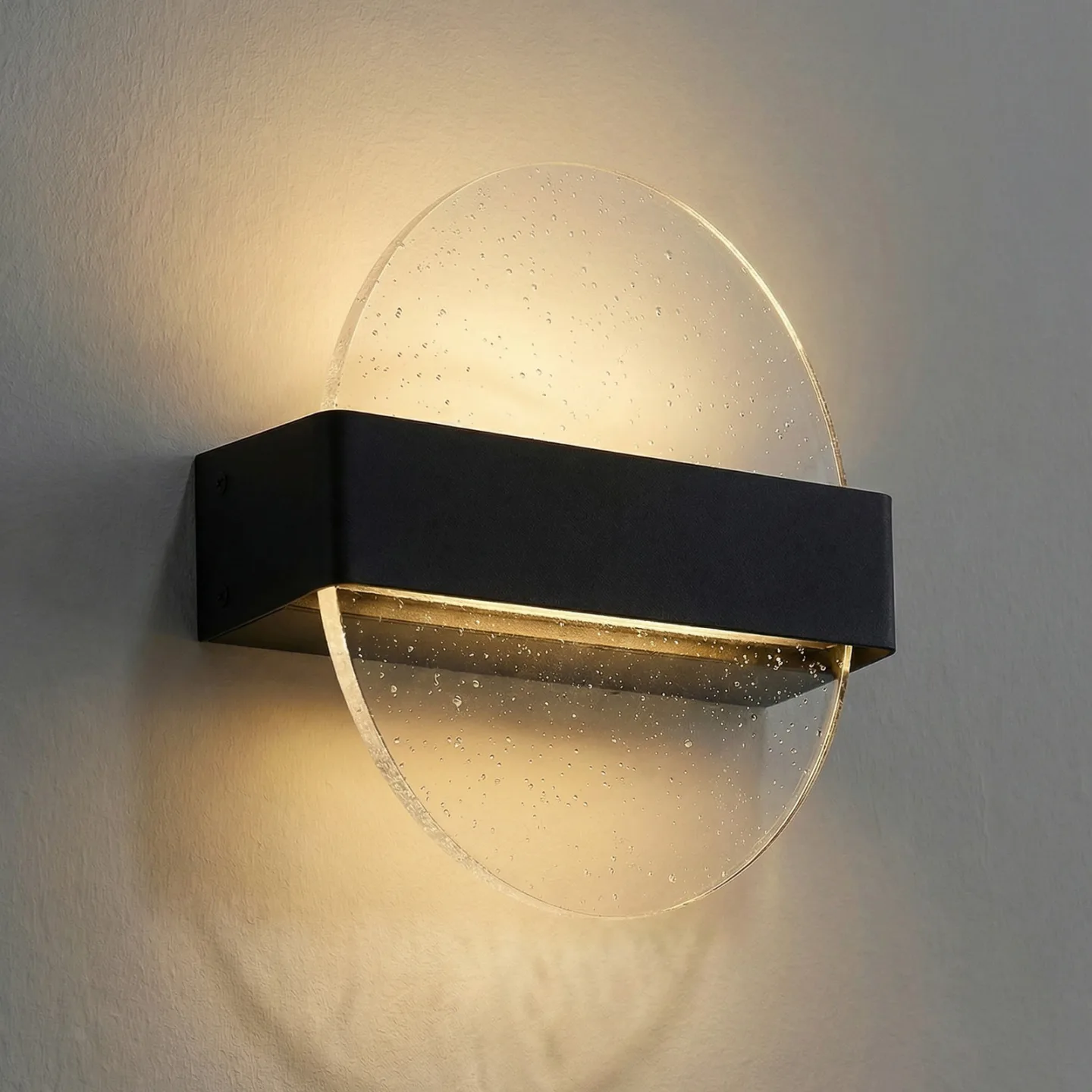 Narkelo LED-Wandlampe, schwarz/klar, CCT, IP44 - Lucande - Design - Glas - Rund