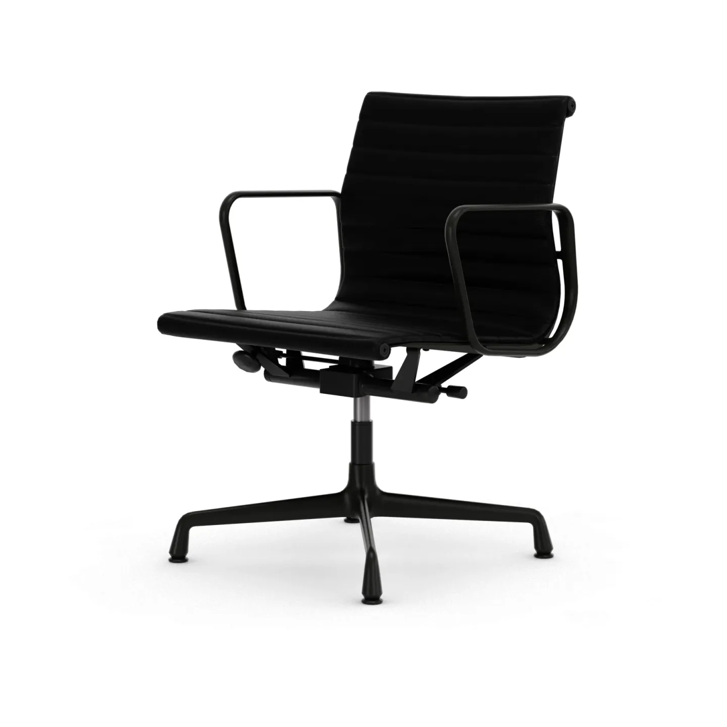 Vitra EA132 Aluminium Chair kontorsstol felt glides 66 nero leather L20-deep black
