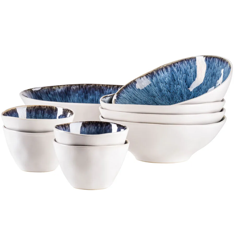 MÄSER Salatservierset Frozen Blau Steinzeug