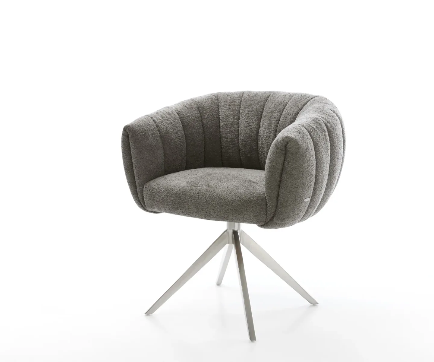 Drehstuhl Jada-Flex Bouclé Soft Schlamm Kreuzgestell breit Edelstahl 360° drehbar Wippfunktion Taschenfederkern