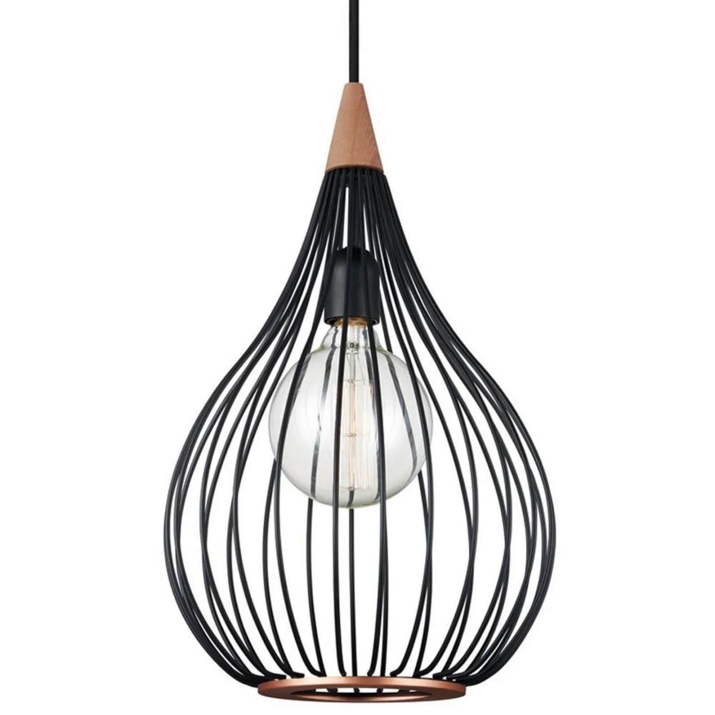 Drops Taklampa Ø30 Black/Dark Wood - Halo Design - Vardagsrum - Metall