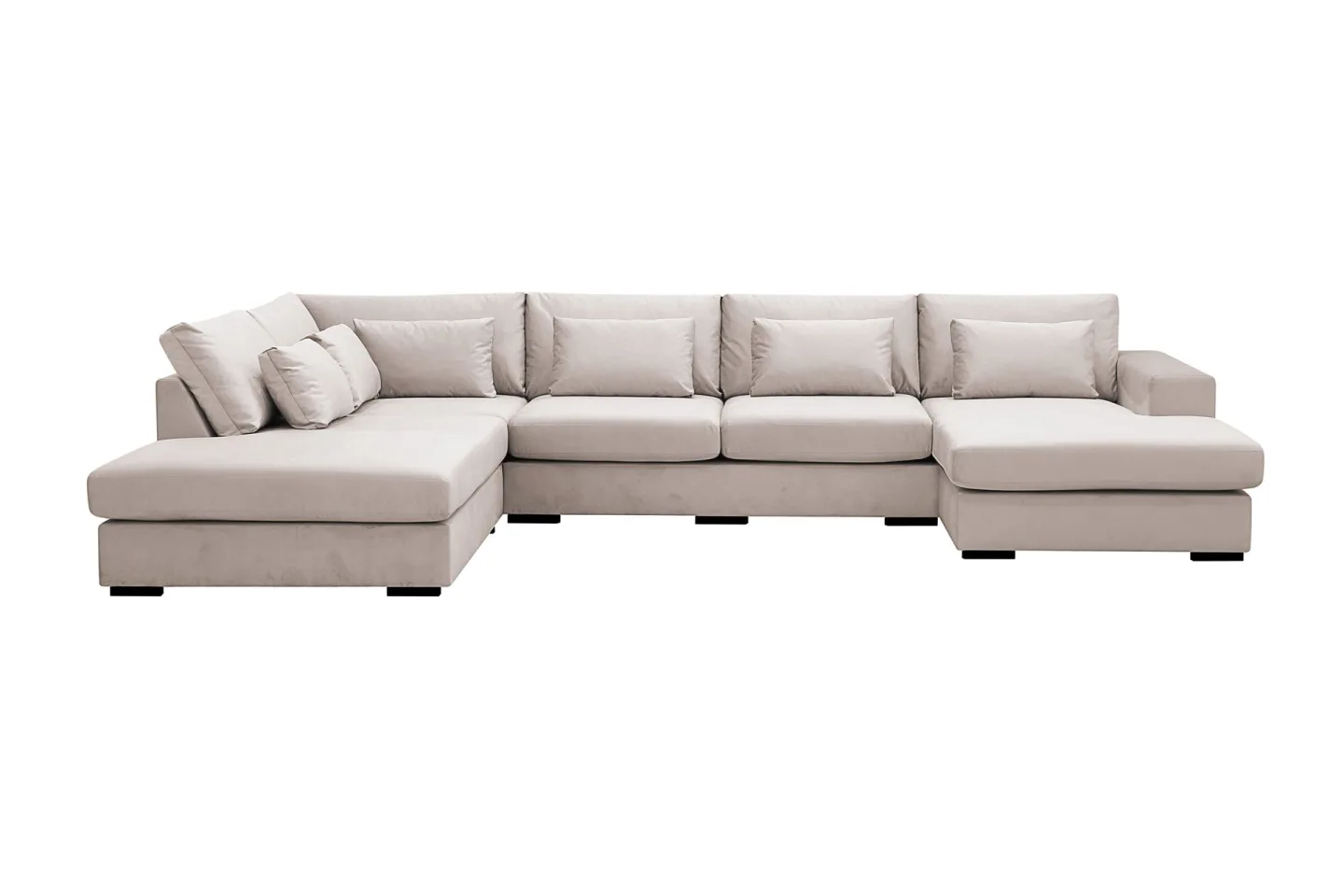 Grande 5-sits U-Soffa med Divan Höger - Beige Sammet