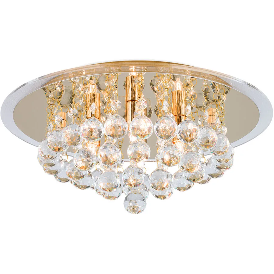 Briamond Deckenlampe Gloria Gold Stahl/Kristall 38 cm 15 cm - Material: Stahl/ K9 Kristall