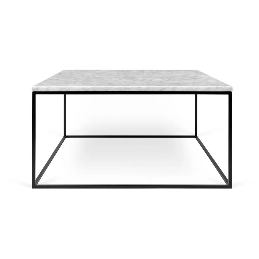 Salontisch Nissa weiss, schwarz Marmor/Metall B 75 T 75 cm