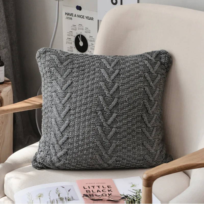Putetrekk - Knit Macrame 45 x 45 cm (grå) (Size: 45 x 45 cm)