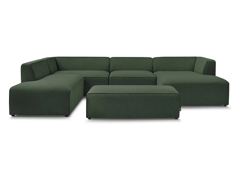 Panorama-Ecksofa mit Hocker BOBOCHIC MEGEVE Stoff chiniert grün