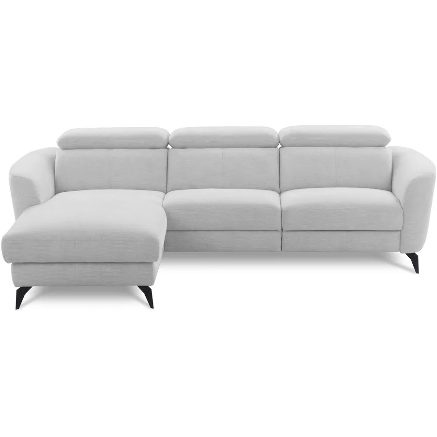 Ecksofa Simba Rechts Chenille Grauweiss B 261 T 183 cm