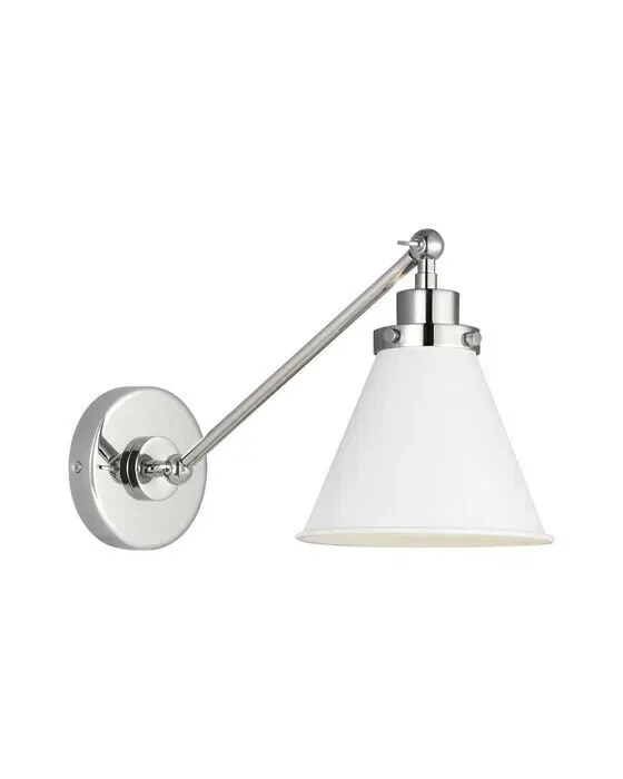 Wellfleet Single Arm Cone Task Sconce Matte White/Nickel