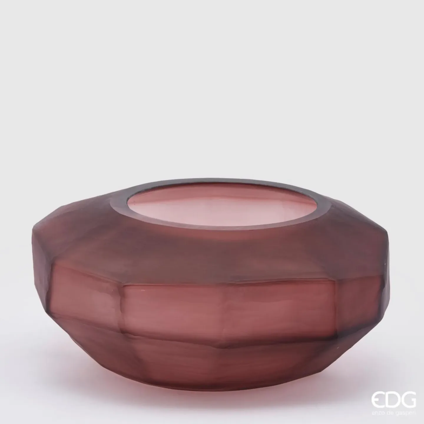 Edg Vase Facetten Glas Matt Bordeaux H: 15 cm | Schubiger Möbel