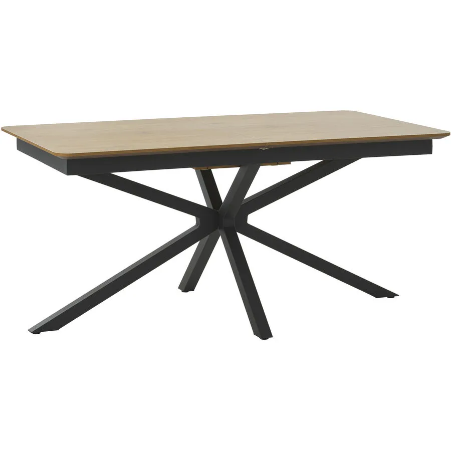 Esstisch ausziehbar Paddy Schwarz/Nature Melaninbeschichtetes Holz/Metall B 160 T 90 cm