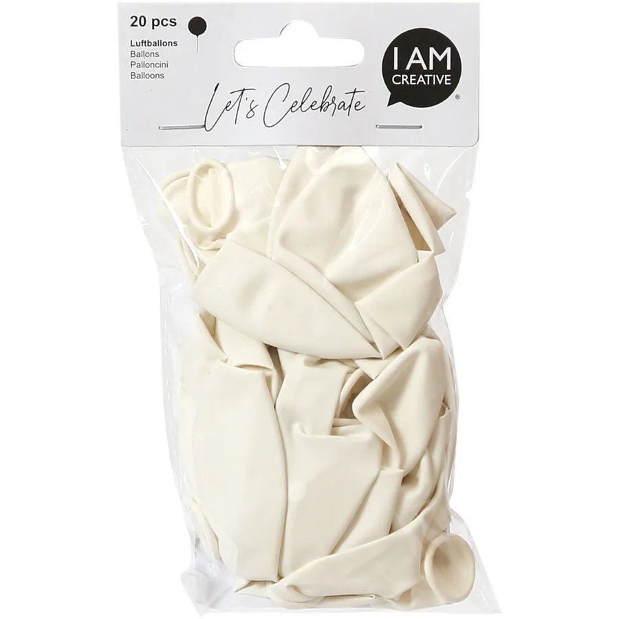 Luftballons I am creative weiss Naturkautschuk H 19 cm 20 Stk