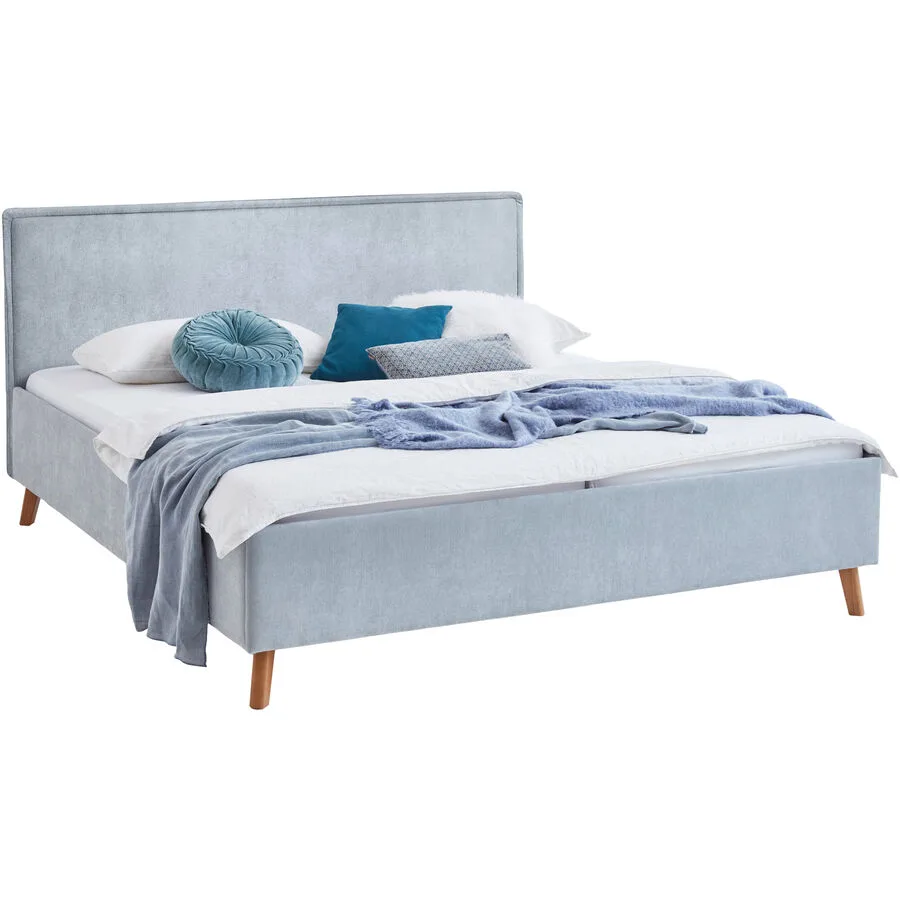 Bett Nola hellblau Polyester 160 x 200 cm