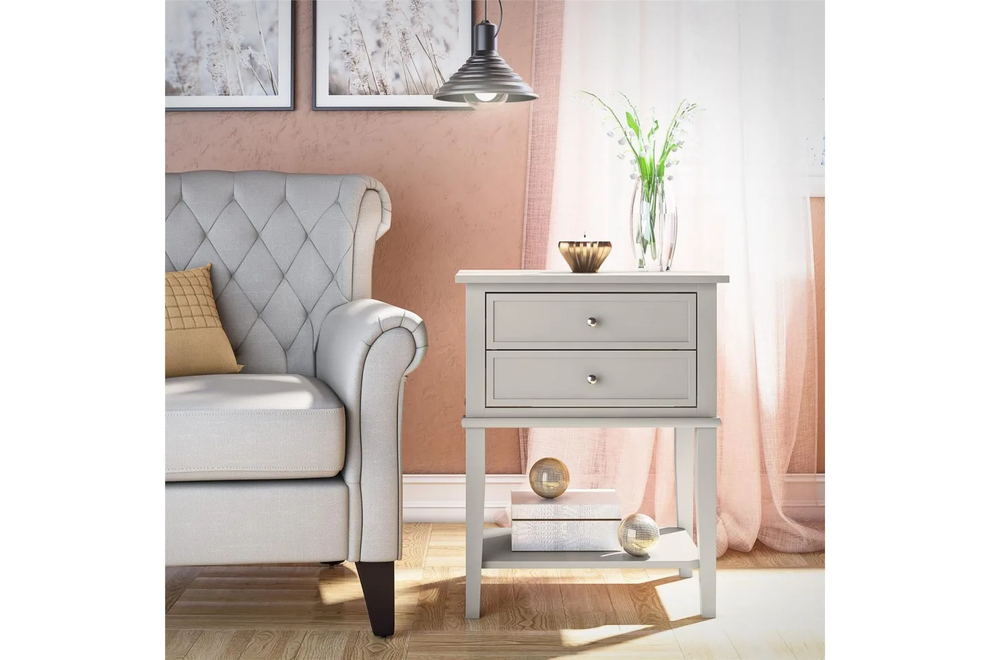 Franklin Sidobord 56x39 cm Beige - Queer Eye