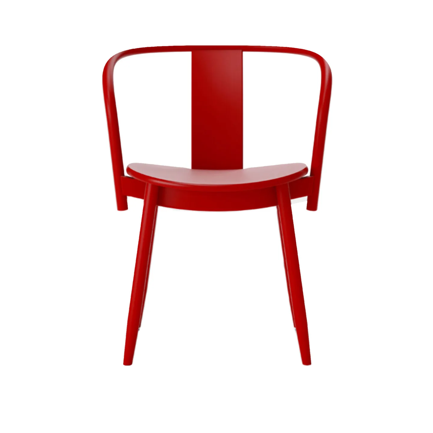 Massproductions - Icha Chair, Red Lacquered Beech, Utan klädsel - Matstolar - Chris Martin - Röd - Trä