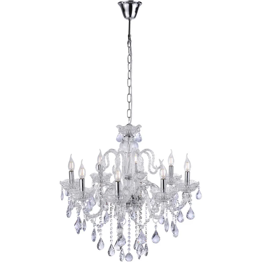 Pendellampe Gracia Transparent Glas/Kristall B 71 H 69 cm - Farbe: silber - Material: Aluminium