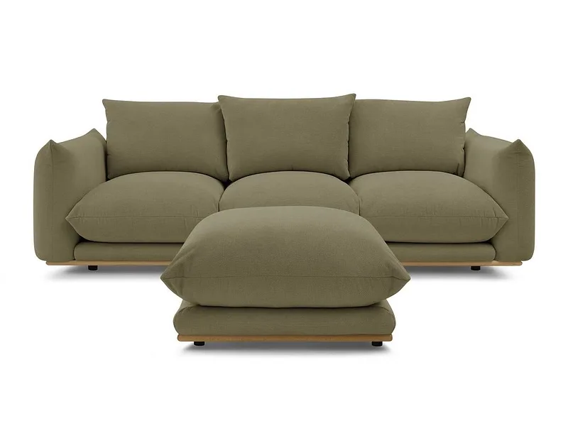 3er Sofa mit Hocker BOBOCHIC ERNEST Stoff grün