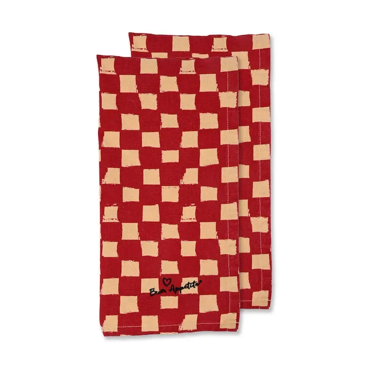 Byon Love Geschirrtuch 50x70 cm 2er-Pack Rot-Sand