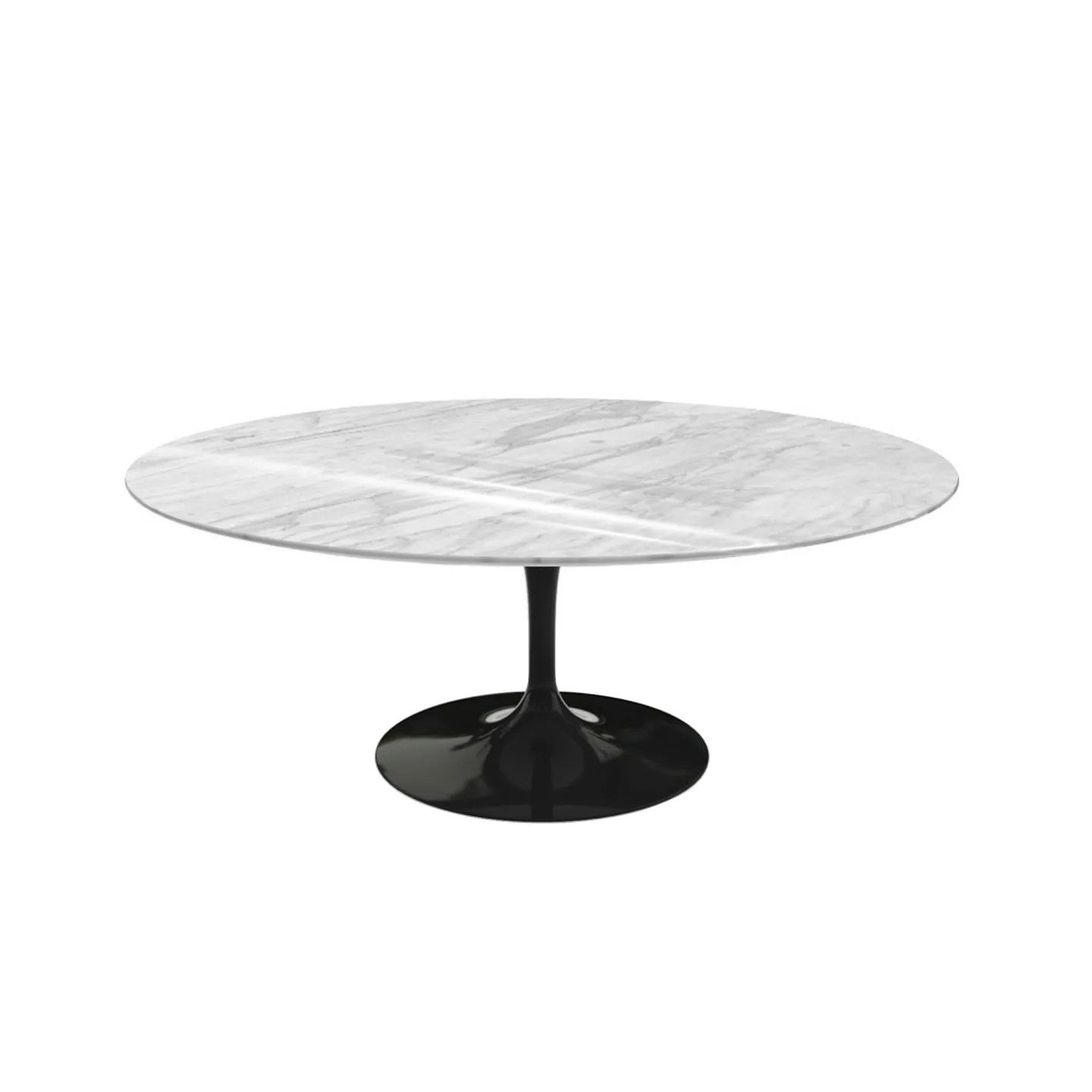 Knoll - Saarinen Oval Table - Soffbord, Svart underrede, skiva i matt Statuarietto marmor - Soffbord - Eero Saarinen - Vit - Metall/Sten