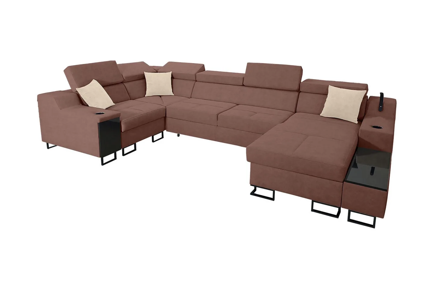 Seginus Hörnbäddsoffa m. Divan 5-sits 268x127 - Rosa