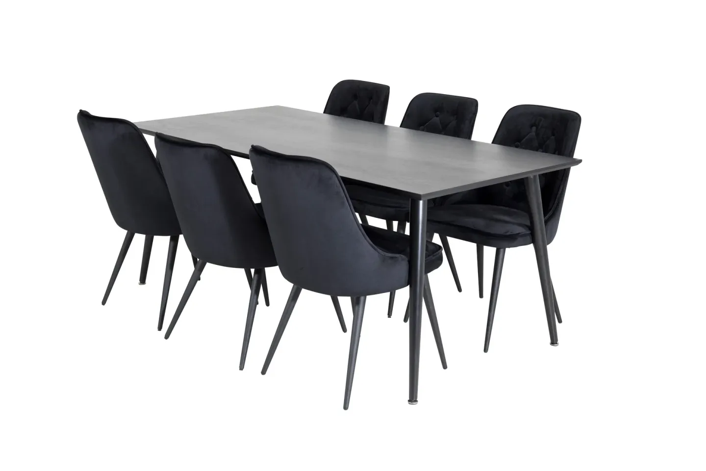 Balisa Matgrupp 180 cm inkl 6 Valera Lyx Stolar - Sammet/Svart