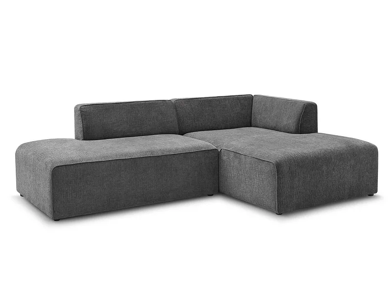 Ecksofa BOBOCHIC MEGEVE Stoff mit Textur dunkelgrau
