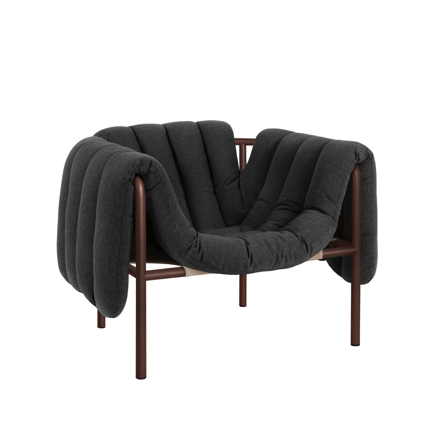 HEM - Puffy Lounge Chair - Anthracite/Chocolate Brown - Fåtöljer - Faye Toogood - Brun,Grå - Bomull/Naturmaterial/Metall/Skum/Plast