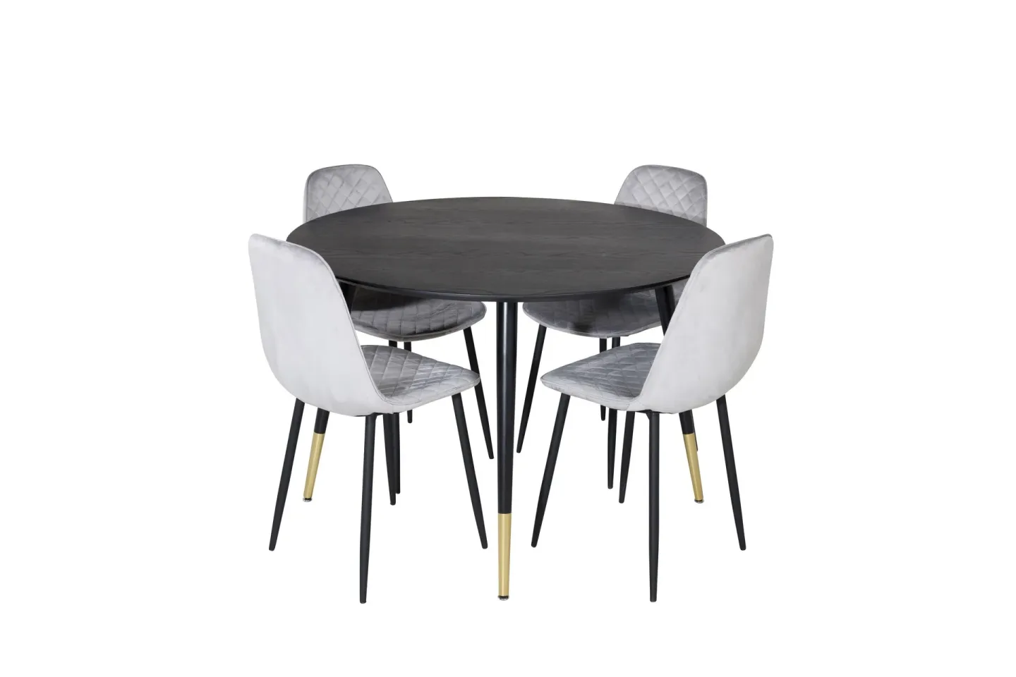 Dipp Matgrupp 115 cm Rund med 4 Polar stolar - Svart/Guld