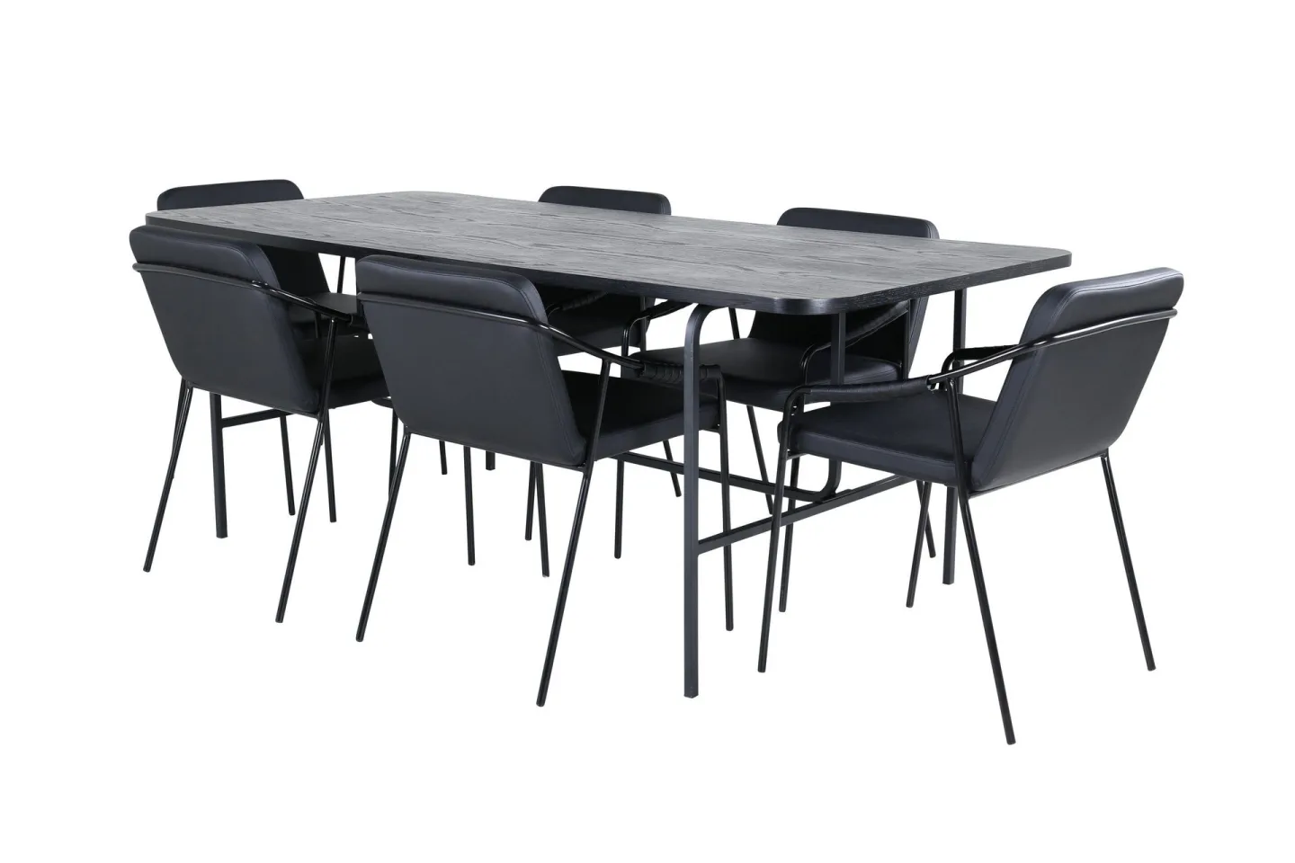 Unos Matgrupp 200 cm Rektangulär med 6 Tvist stolar - Svart
