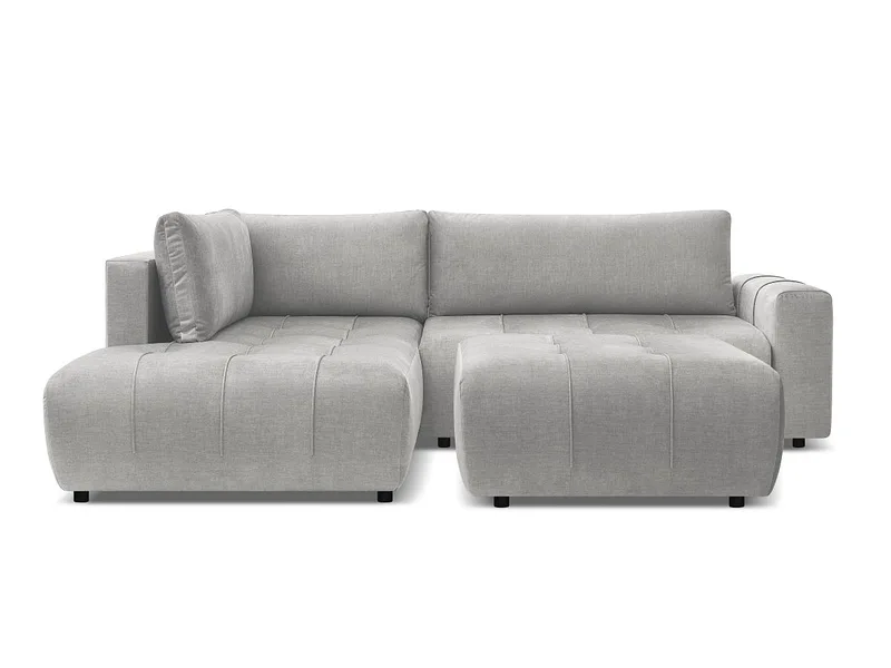 Ecksofa mit Hocker BOBOCHIC ARSENE Samt hellgrau