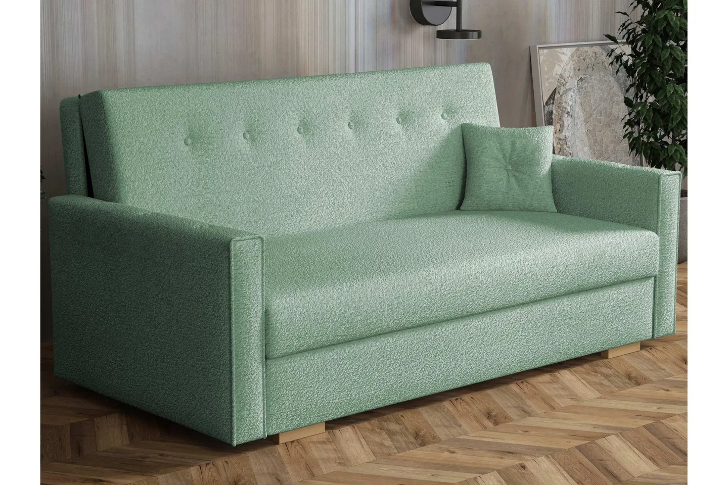 Ajiz Bäddsoffa 3-sits i Bouclé - Grön
