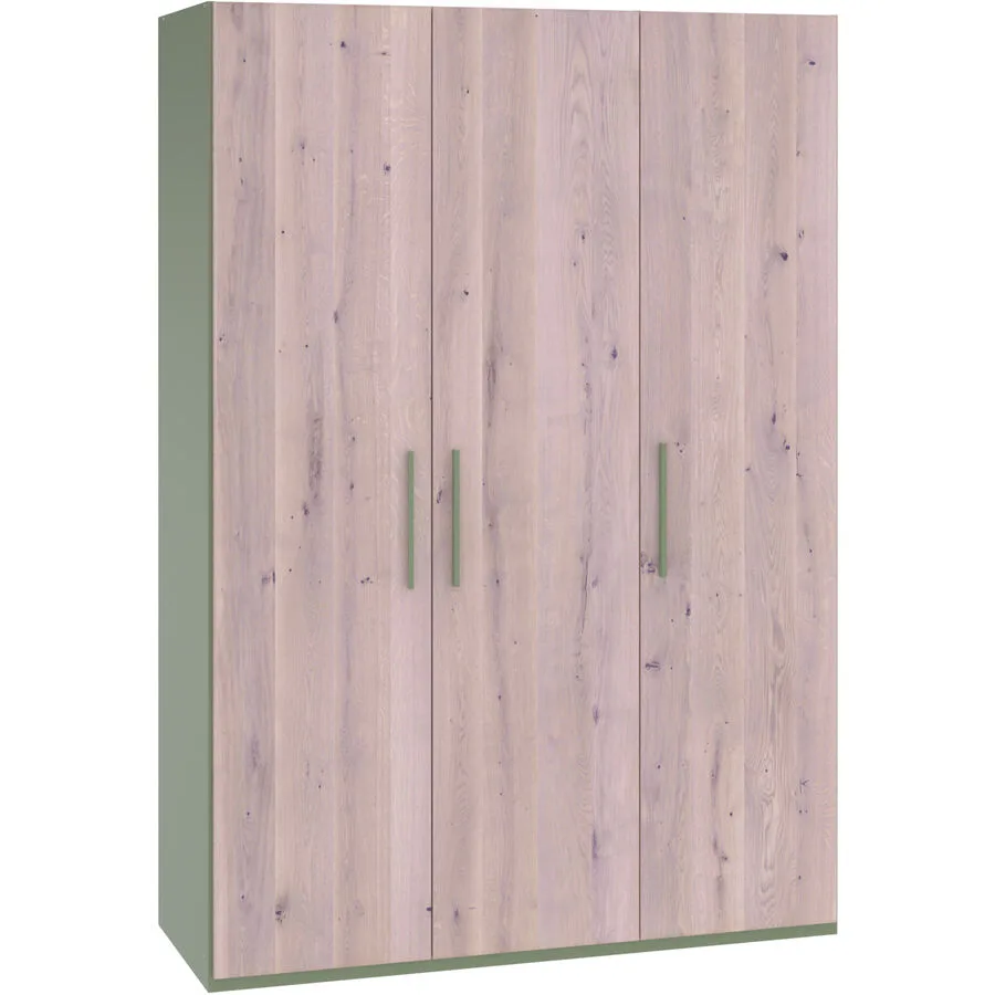 Modular Kleiderschrank Holz Werk blassgrün Wildeiche B 153 cm