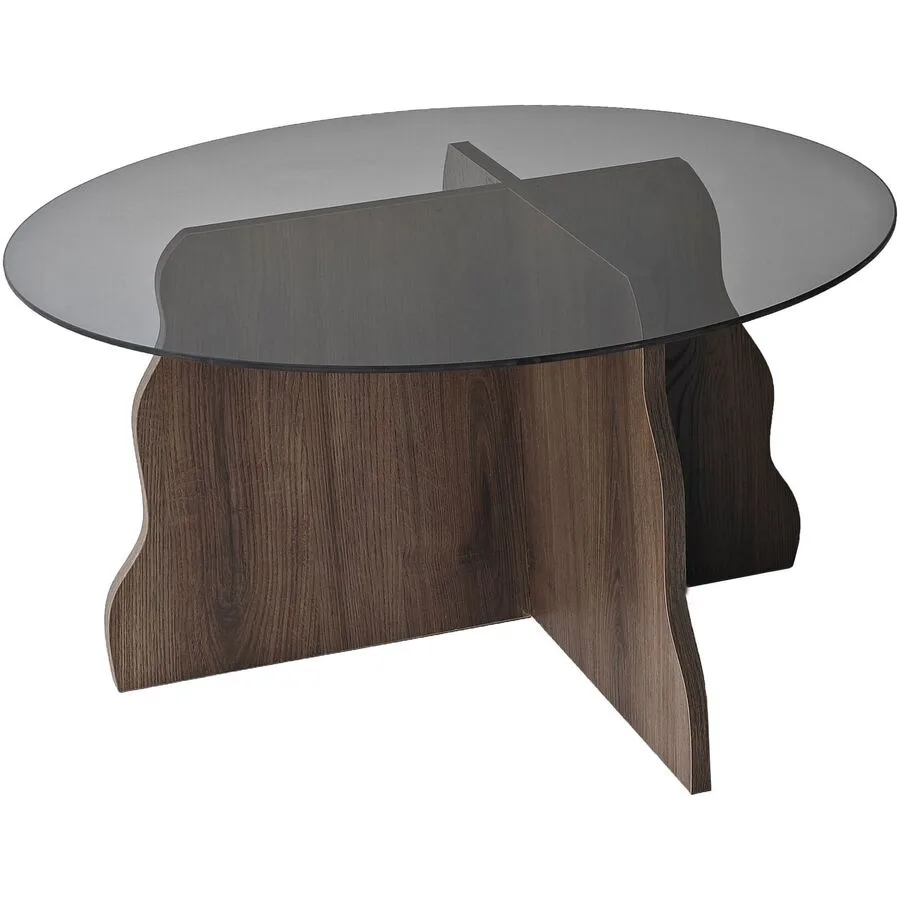 Salontisch Georis Nussbaum, Rauch 100% Hartglas/Holzwerkstoff B 75 T 75 cm