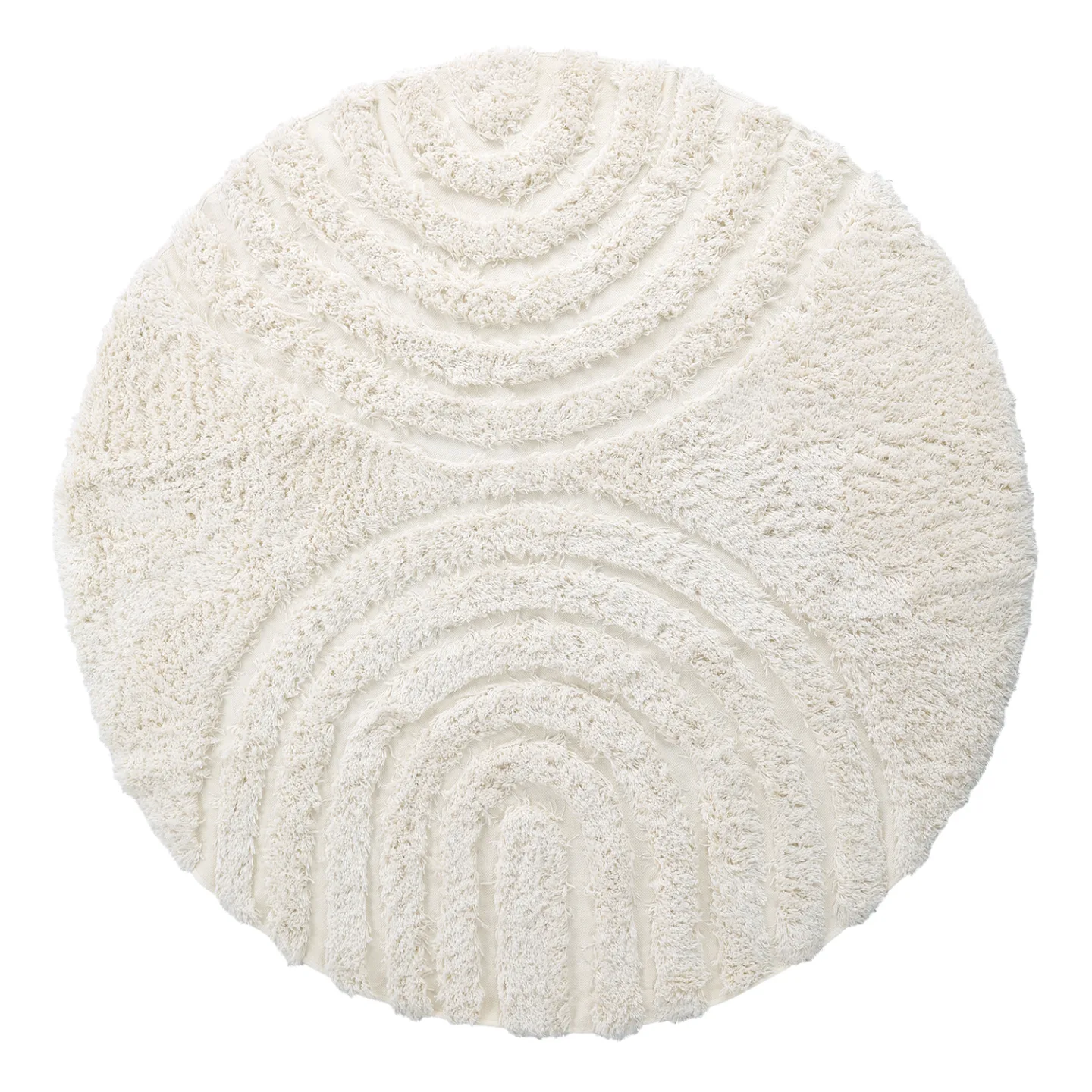 Rundt teppe - Lindos Natural Cotton Shaggy (hvit) (Størrelse: Ø 200 cm)