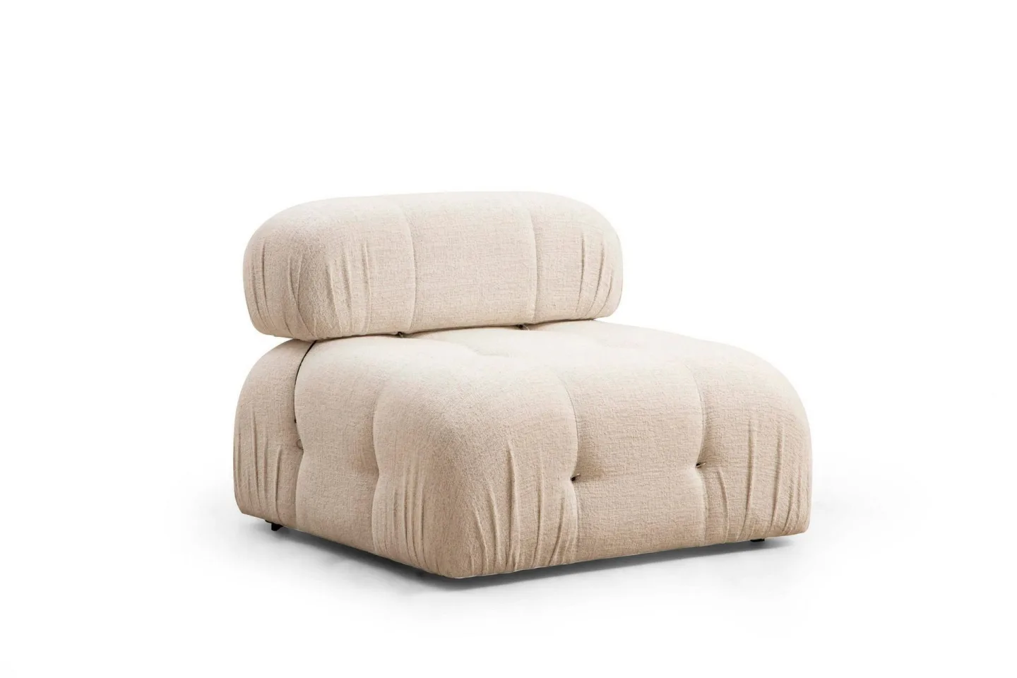 Belgin Mittmodul / Fåtölj 95 cm med fast ryggstöd och repdetaljer - Cream
