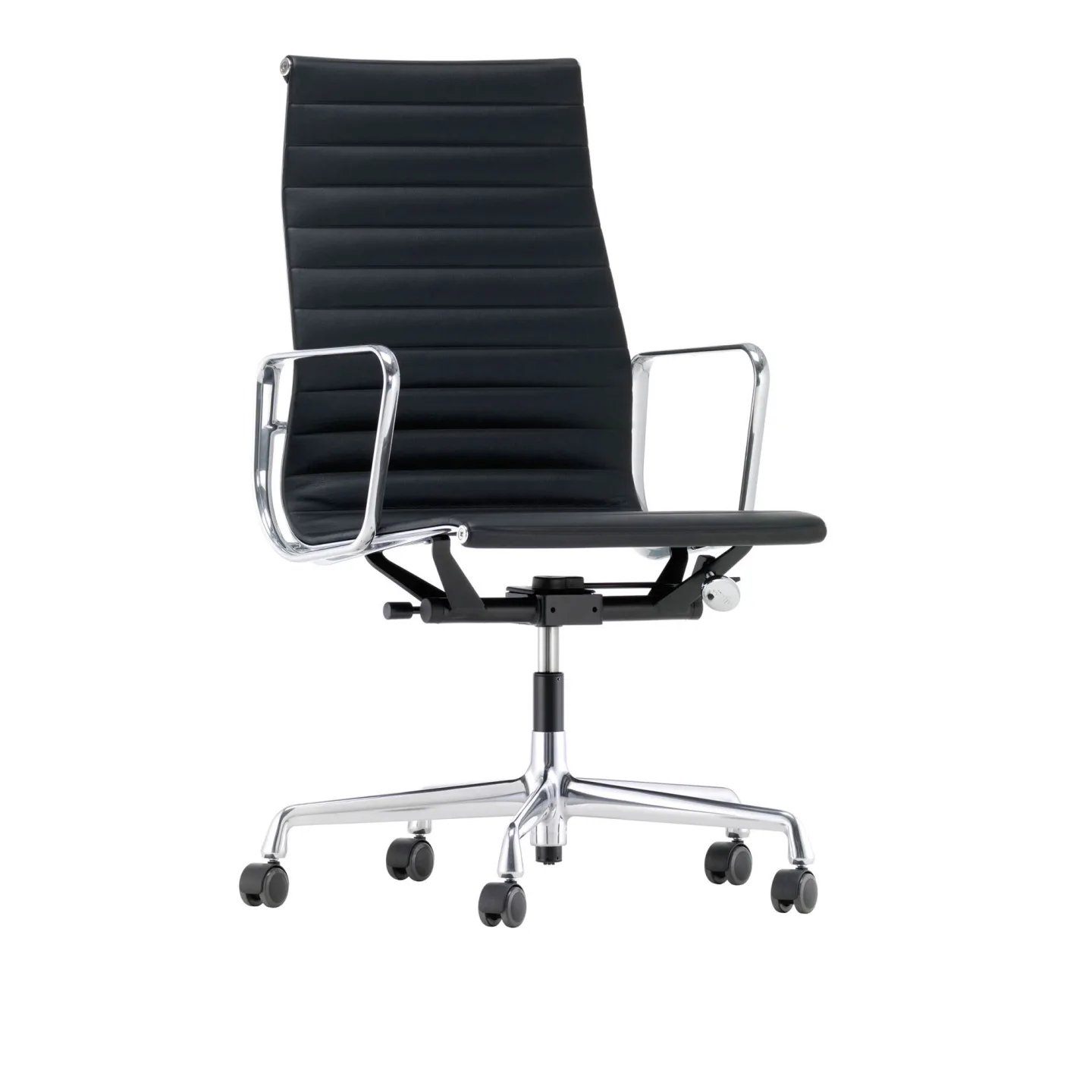 Vitra - EA 119, Polerat, Läder: Kat. L20 - Leather - 66 - Kontorsstolar - Charles & Ray Eames - Svart