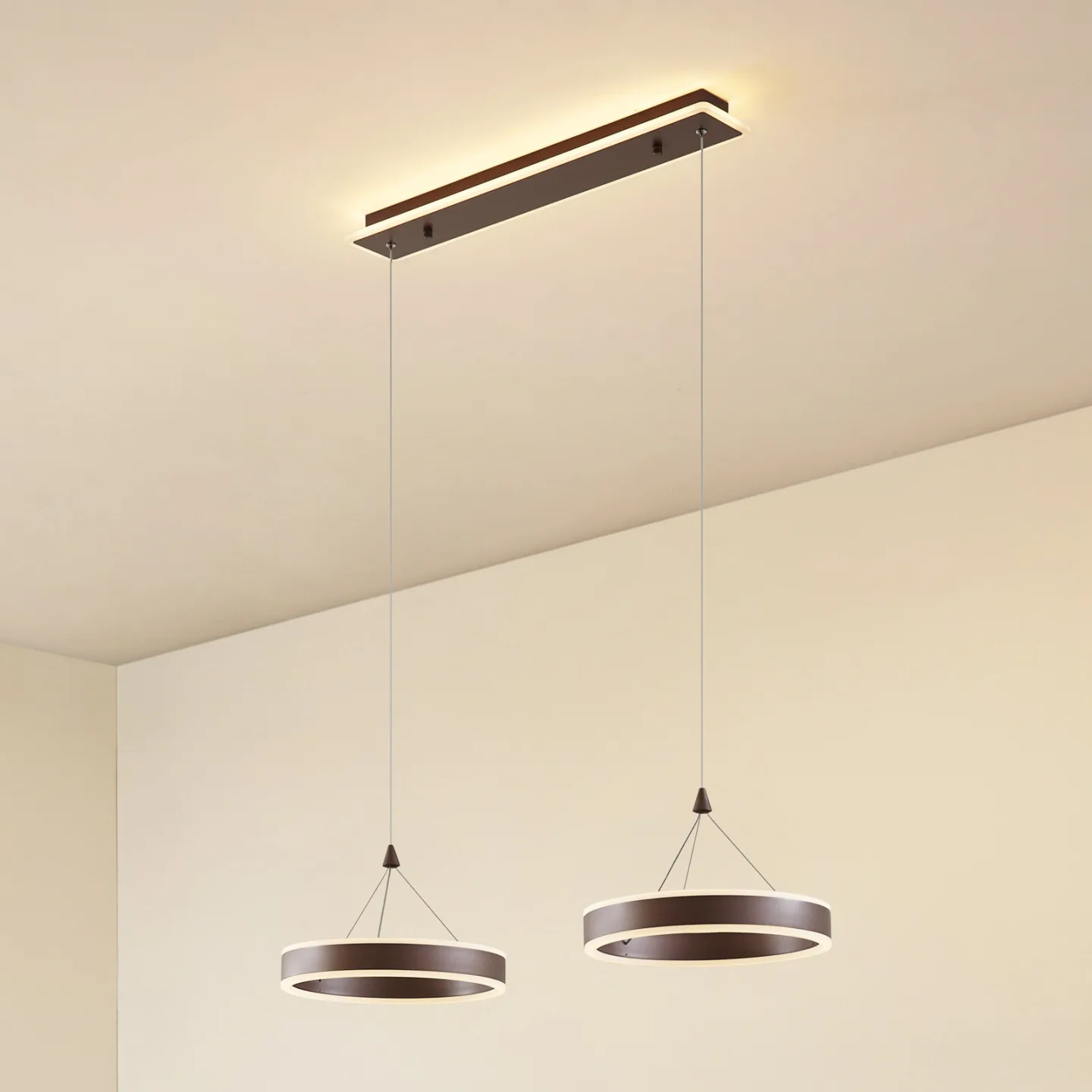 Kolo 2 LED Pendelleuchte Iced Coffee - Lucande - Esszimmer - Modern - Kunststoff - Rund