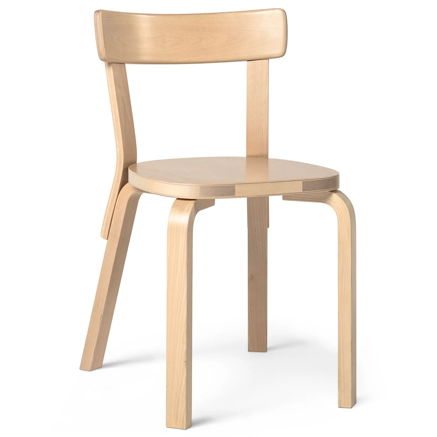 Artek - Chair 69 Clear Lacquered Legs Birch Veneer Seat - Matstolar - Alvar Aalto